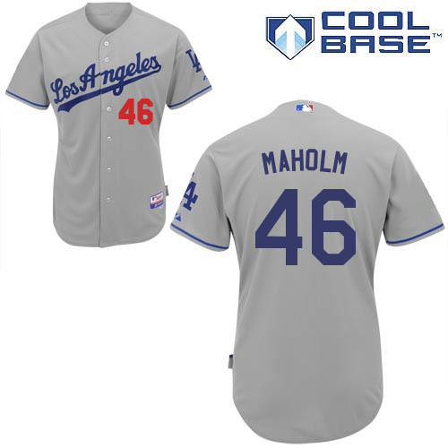 Paul Maholm #46 Youth Baseball Jersey-L A Dodgers Authentic Road Gray Cool Base MLB Jersey